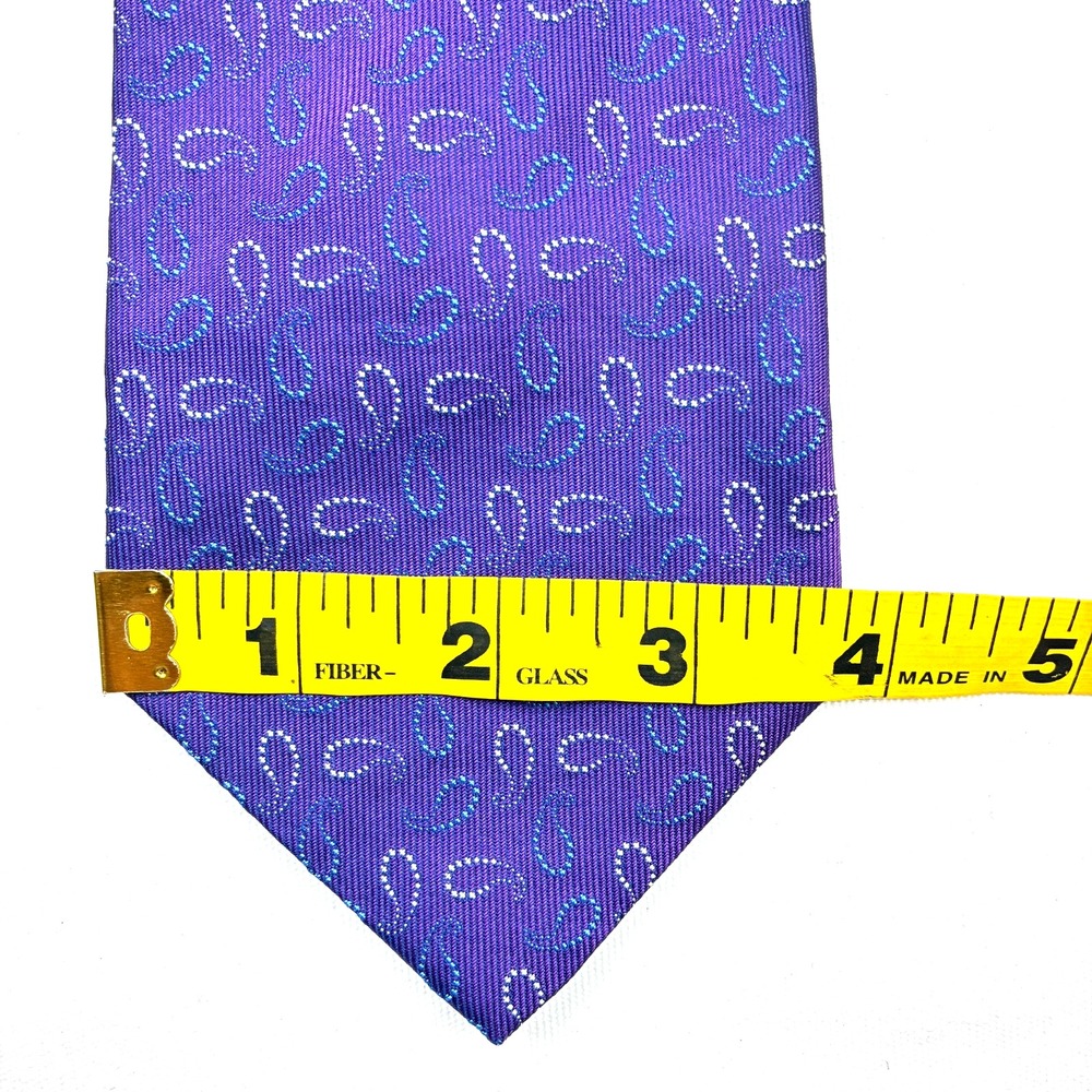 Turnbull & Asser Silk Tie Violet Paisley Pattern Trad Luxury Designer England UK - Picture 8 of 9
